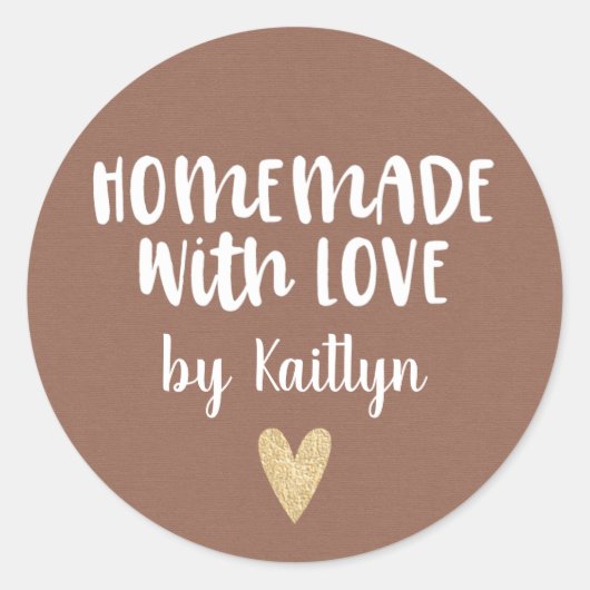 Sticker Rond Cute Simple Fait Maison Avec Amour (Devant)
