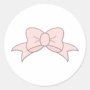 Sticker Rond Cute Simple Fille Bébé Rose Bow