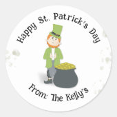 Sticker Rond Cute Simple Leprechaun St. Patrick's Day Green (Devant)