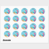 Sticker Rond Cute sirène (Feuille)