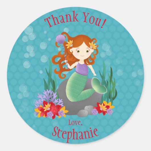 Sticker Rond Cute sirène (Devant)