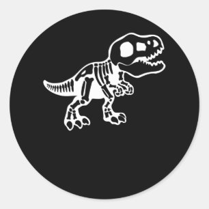 Sticker Rond Cute Skeleton dinosaure Halloween