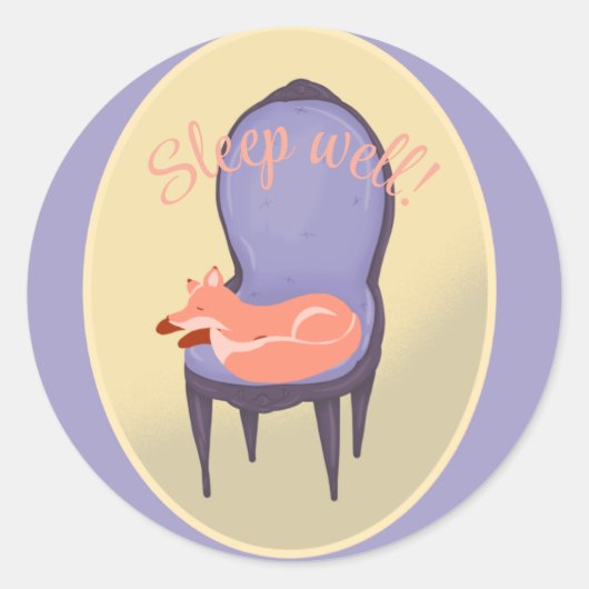 Sticker Rond Cute Sleeping Fox personnalisé (Devant)