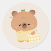 Sticker Rond Cute Sleepy Capybara (Devant)