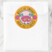 Sticker Rond Cute Smart Pink Brain Knowledge Is Forever  (Sac)
