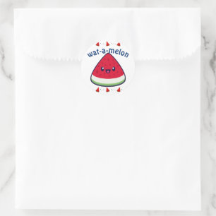 Sticker Rond Cute Smiling Kawaii Watermelon