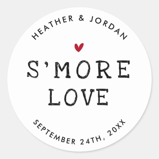 Sticker Rond Cute S'more Love Mariage S'mores Favoriser (Devant)
