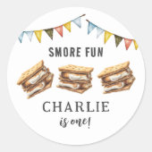 Sticker Rond Cute Smores Camping Rustique 1er anniversaire (Devant)
