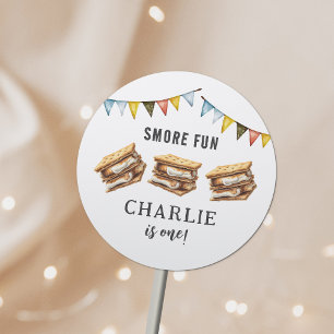 Sticker Rond Cute Smores Camping Rustique 1er anniversaire