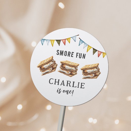 Sticker Rond Cute Smores Camping Rustique 1er anniversaire