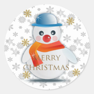Sticker Rond Cute Snowman