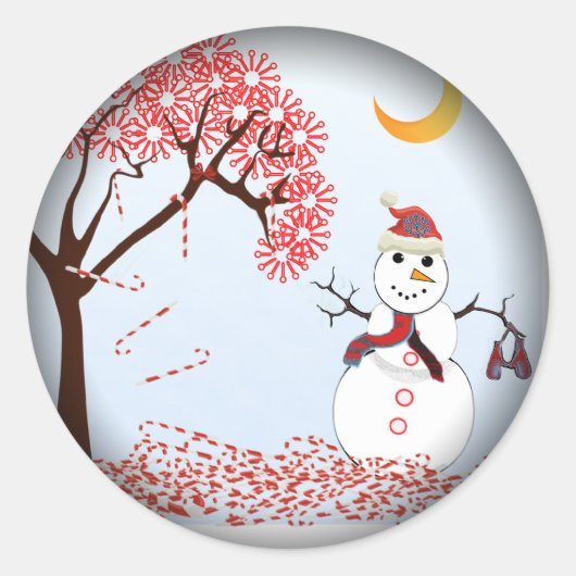 Sticker Rond Cute Snowman (Devant)