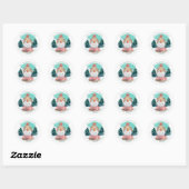 Sticker Rond Cute Snowman Nom de retour Adresse Noël Turquoise (Feuille)