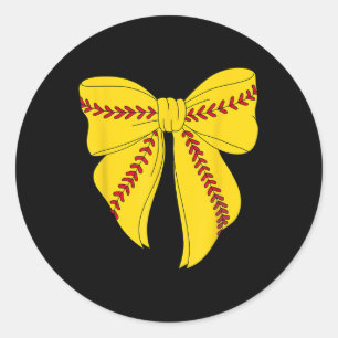 Sticker Rond Cute Softball Coquette Bow Pour Femmes Filles Soft
