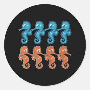 Sticker Rond Cute sous-marin Animal Océan Poisson Mer Créature