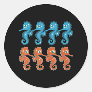 Sticker Rond Cute sous-marin Animal Océan Poisson Mer Créature