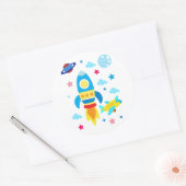Sticker Rond Cute Spacecraft Rocket Ships Pattern (Enveloppe)
