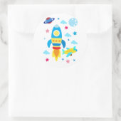 Sticker Rond Cute Spacecraft Rocket Ships Pattern (Sac)