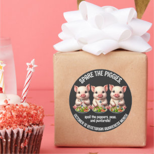 Sticker Rond Cute Spare Piggies Manger Salades