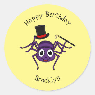 Sticker Rond Cute Spider dans le top a un dessin animé