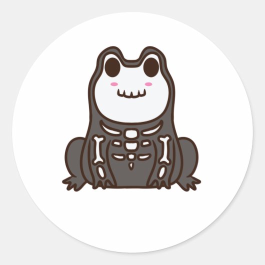 Sticker Rond Cute squelette Halloween grenouille (Devant)