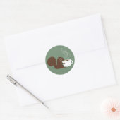 Sticker Rond Cute Squirrel Coffee Lover Faune Forêt (Enveloppe)