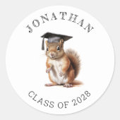 Sticker Rond Cute Squirrel Kindergarten Graduation (Devant)