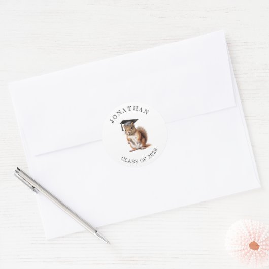 Sticker Rond Cute Squirrel Kindergarten Graduation (Enveloppe)