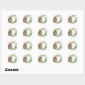 Sticker Rond Cute Squirrel Peeking out Holly Wreath (Feuille)