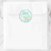 Sticker Rond Cute Starfish Turquoise Beach Wedding Enregistrer  (Sac)