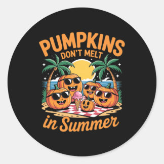 Sticker Rond Cute Summerween Fantôme Drôle de Plage Halloween