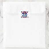 Sticker Rond Cute Summerween Vibes Skeleton IceCream Summer Vac (Sac)