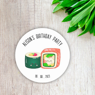 Sticker Rond Cute Sushi Rolls Anniversaire