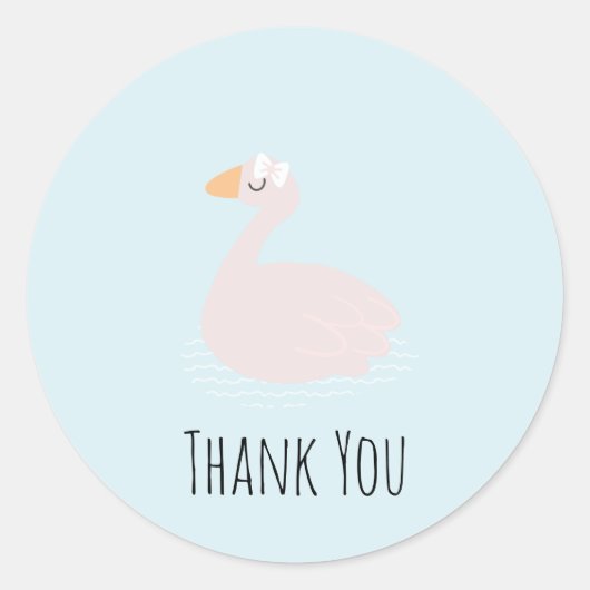 Sticker Rond Cute Swan Girls rose Merci d'anniversaire (Devant)