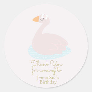 Sticker Rond Cute Swan Rose Bow Girls Anniversaire