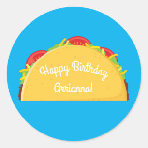 Sticker Rond Cute Taco Enfants 1er anniversaire fête Nourriture