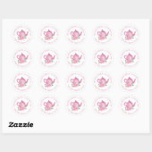 Sticker Rond Cute Teapot rose Aquarelle Adresse de retour (Feuille)