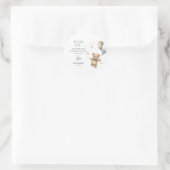 Sticker Rond Cute Teddy Bear Boy Baby shower Merci (Sac)