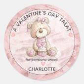 Sticker Rond Cute Teddy Bear | Cupcake Sweet Treat Valentines (Devant)