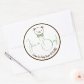 Sticker Rond Cute Teddy Bear Nostalgale Brown Baby shower Turqu (Enveloppe)