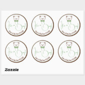 Sticker Rond Cute Teddy Bear Nostalgale Brown Baby shower Turqu (Feuille)