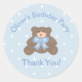 Sticker Rond Cute Teddy Bear Premier anniversaire Merci de fête (Devant)