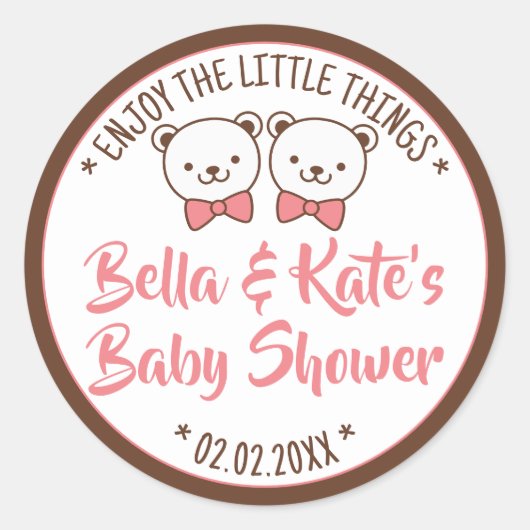 Sticker Rond Cute Teddy Bear Rustique Nostalgale Baby showers C (Devant)