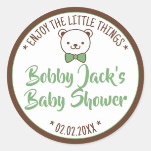 Sticker Rond Cute Teddy Bear Rustique Nostalgale Baby showers C