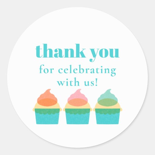 Sticker Rond Cute Thank You Modern Whimsical Birthday  (Devant)