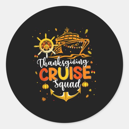 Sticker Rond Cute Thanksgiving Cruise Squad Matching Family Vac (Devant)