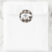 Sticker Rond Cute Thompson Camel Plaid Bear 1ère fête d'anniver (Sac)