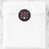 Sticker Rond Cute Tic Tac Toe Hearts Valentines Day (Sac)