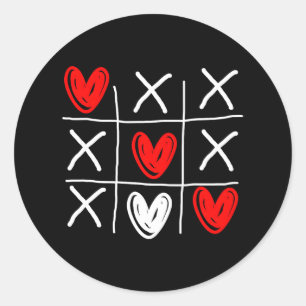 Sticker Rond Cute Tic Tac Toe Hearts Valentines Day