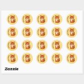 Sticker Rond Cute Tiger Cub Custom Name Yellow (Feuille)